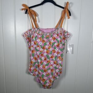 LANDS' END x Draper James Swimsuit 22W Pink Orange One Piece Women Plus Size NWT